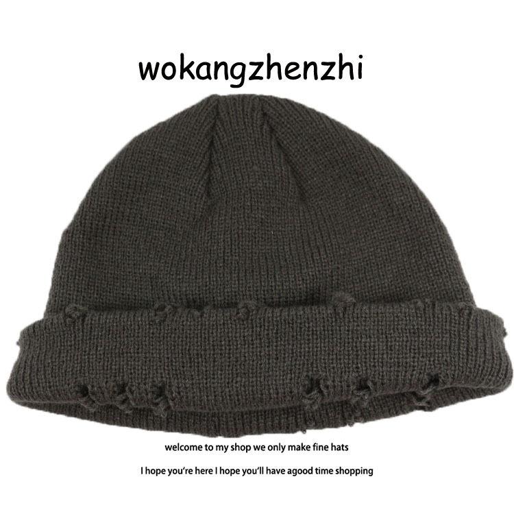 Thickened warm hole knitted wool hat children autumn and winter warm yuppie melon fur hat landlord hat men's bag head cold hat