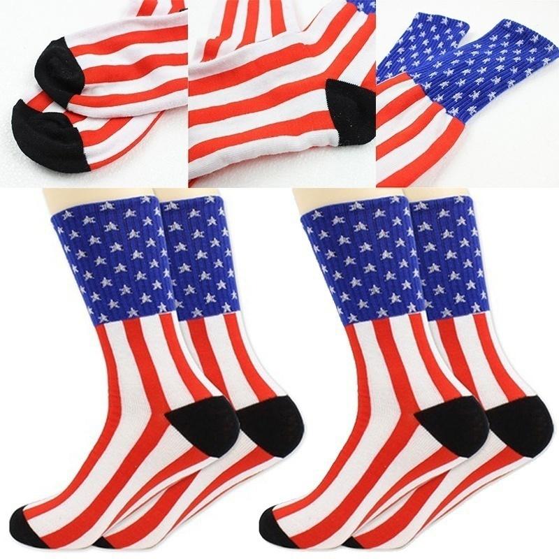 Модные мужские хлопковые носки со звездами и полосами флага США Old Glory повседневные до щиколотки
