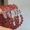 New original natural strawberry crystal single-loop bracelet with white crystal heart pendant for women, niche design