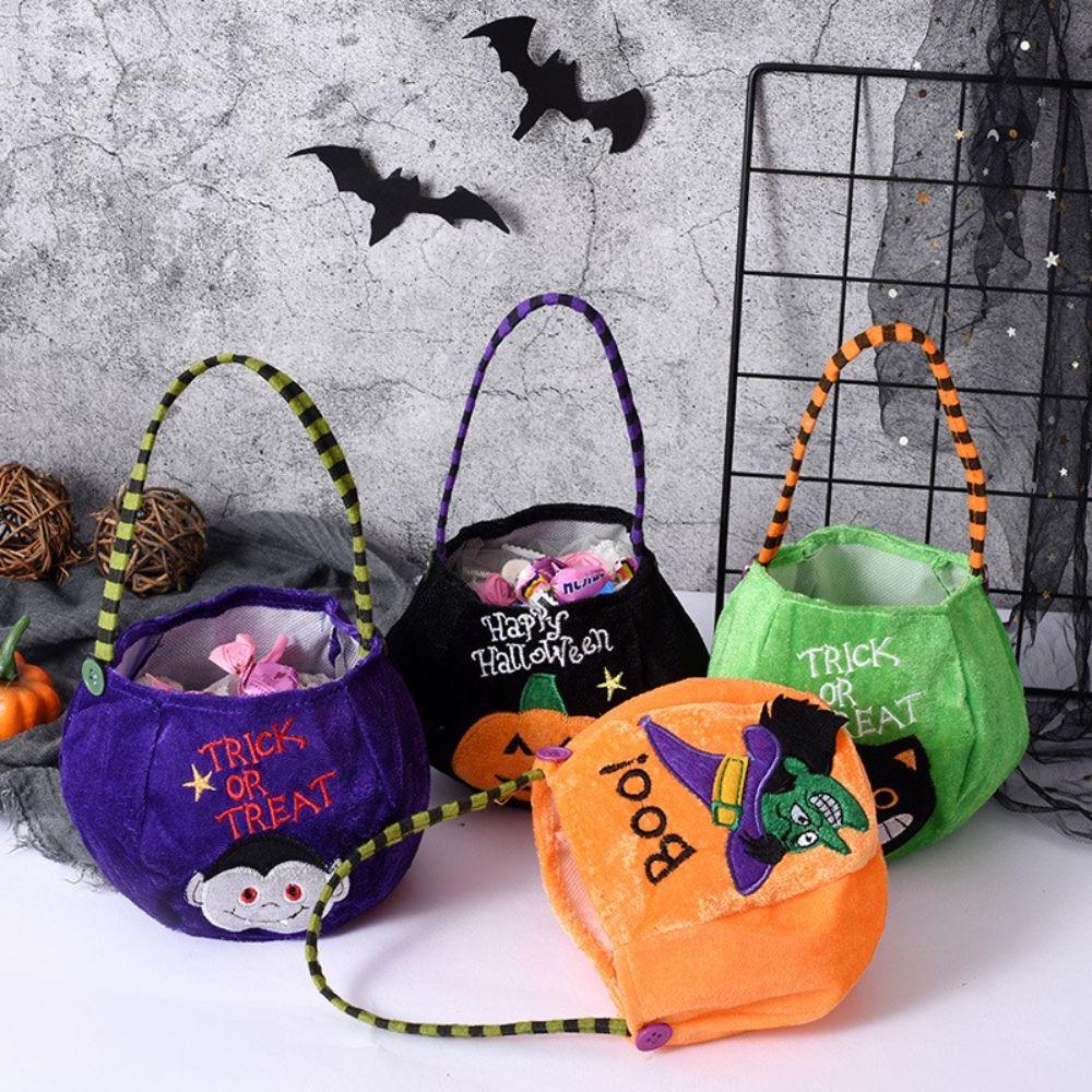 Happy Elf Black Cat Gift Bag Pumpkin Handbag Halloween Candy Bag Trick Or Treat