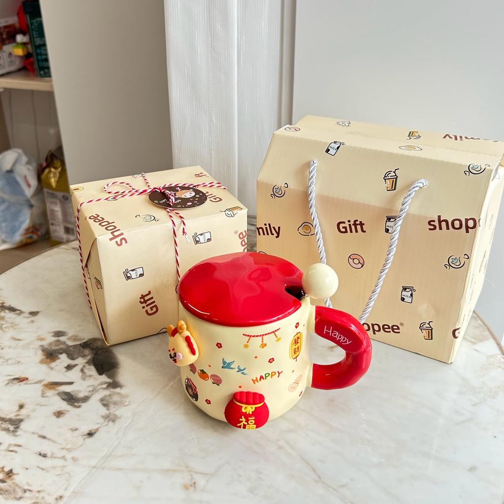 Подарок на Новый год для девочек Год Дракона Чашка Маленький подарок для лучших друзей Подруга Практичная чашка для воды Креативная подарочная коробка Кружка