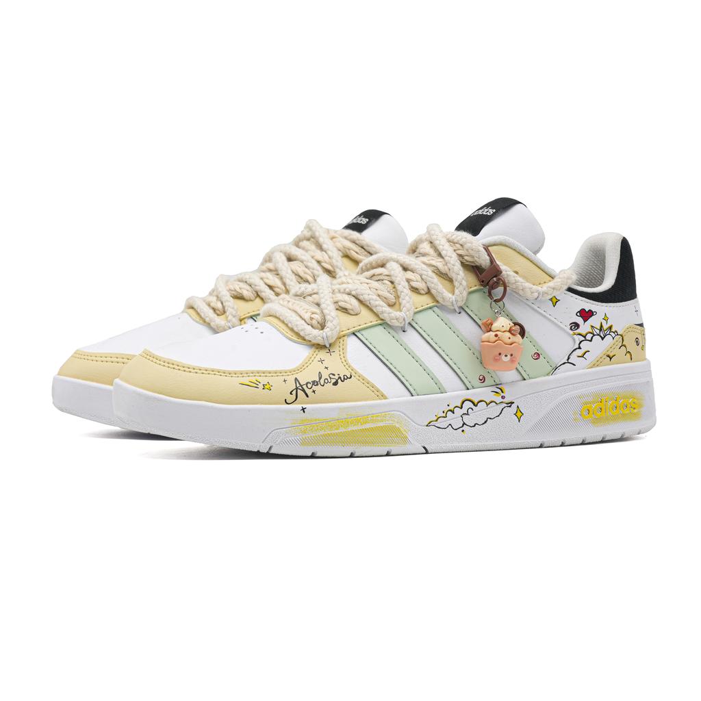 adidas Neo Courtbeat Sweet Cloud Ноутбук Амортизация Низкие Кеды для Скейтборда Унисекс Желтый Белый JS3010(Команда965-)