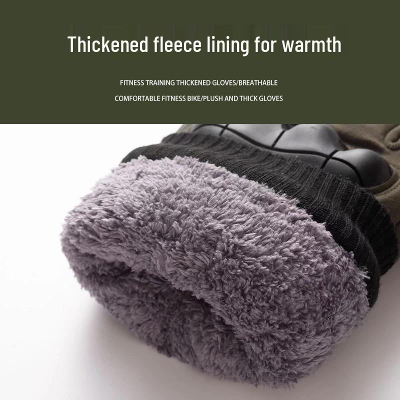 Men's Fleece-Lined Touchscreen Tactical Gloves: Winter Windproof Non-Slip Gloves for Outdoor Sports, Cycling, and Motorcycling.