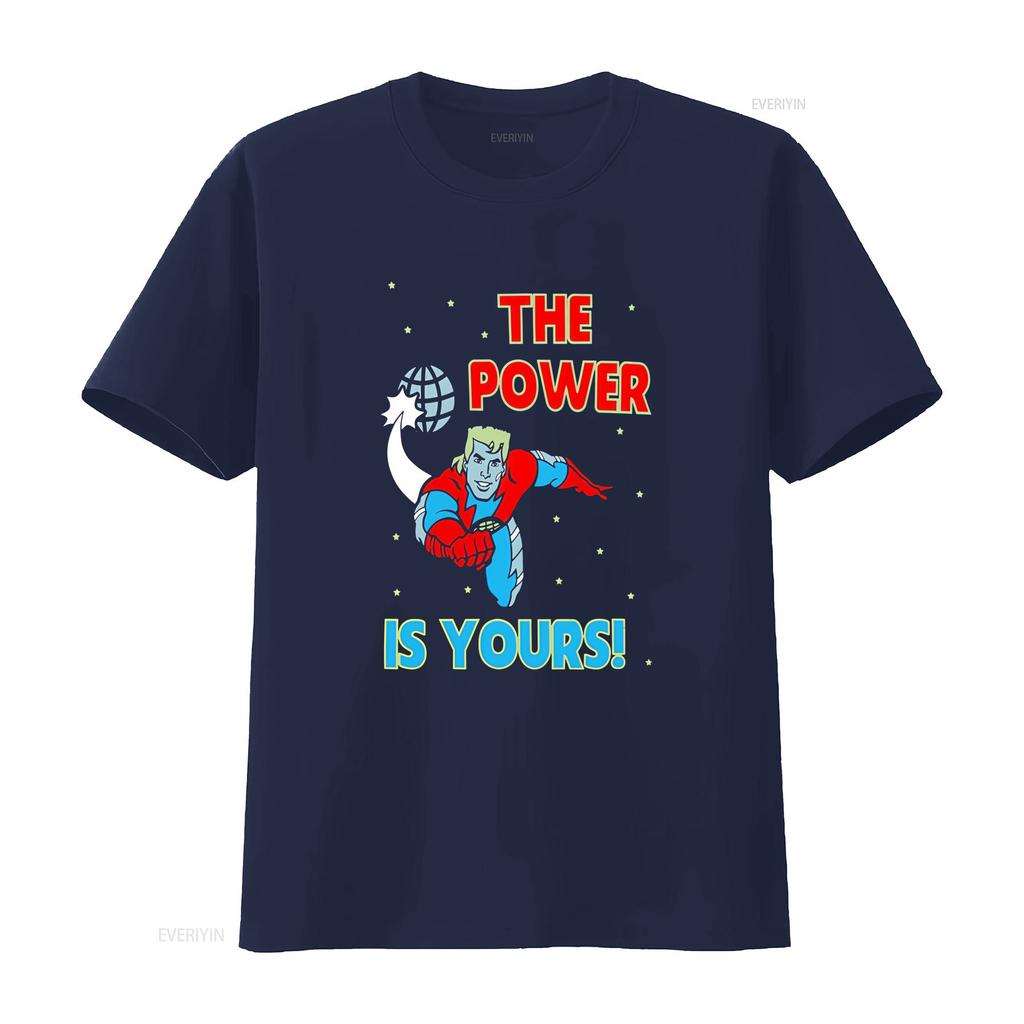 Captain Planet The Power Is Yours Cartoon Retro T Shirt vintage Washed Top For Everyday Wear streetwear homme graphic Unisex