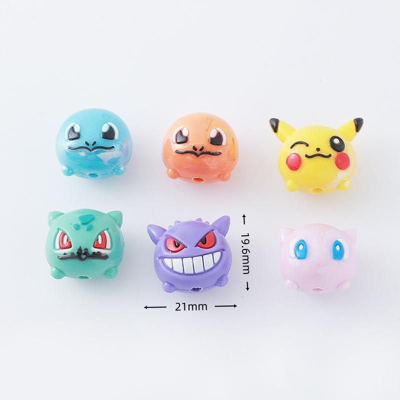 12Pcs Pokémon Bead Diy Mobile Phone Strap Keychain Refrigerator Magnet Resin Pocket Small Doll Student Party Gift