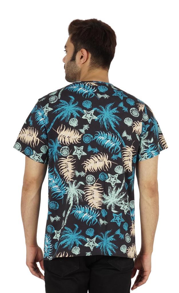 Inkmeso Printed Casual Short Sleeve T-shirt For Men  S Holiday Beach Wear Tee Cotton Jersey Tropical