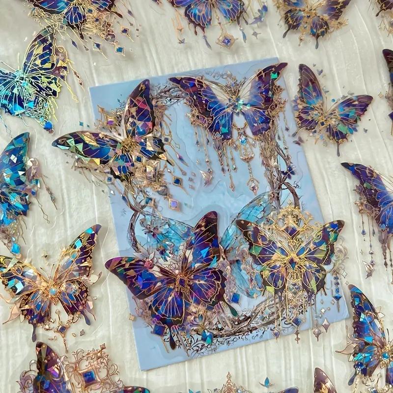 20pcs Reusable Red Butterfly Stickers: Glitter, Shimmery & Self-adhesive for Diary, Planner & Scrapbooking