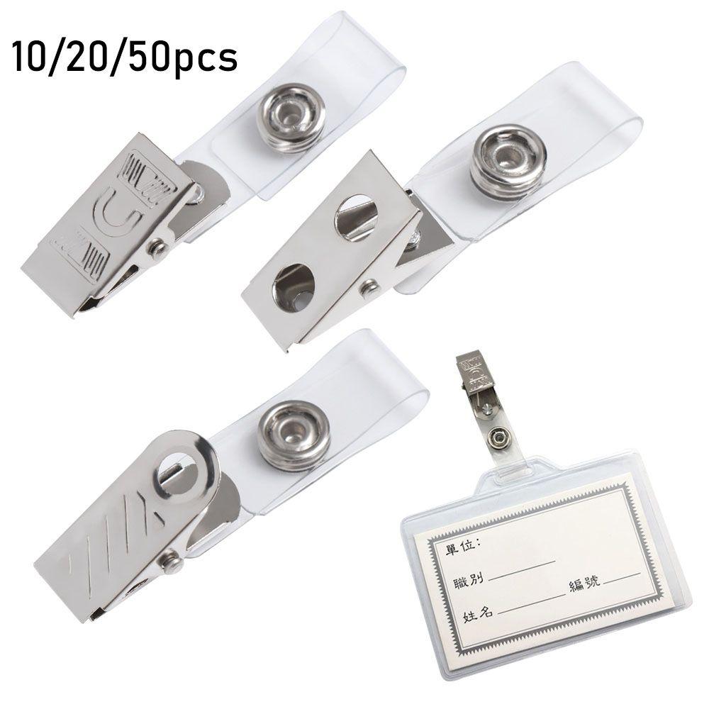 10/20/50pcs 4 Styles Reel Skipping Metal Pull Card Holders Kawaii Clips ID Card Badge Lanyard Clip