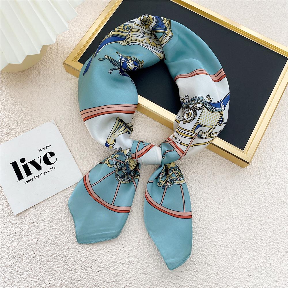 70 Silk Scarf: Small Square for Women - Lightweight Korean Fashion, Perfect for Spring, Summer, Autumn; Stylish for Flight Attendant or Neck Accessory