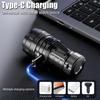 Portable 3-source LED Flashlight with Multifunctional Magnetic Cap Clip Light Type-c Rechargeable Mini Outdoor Camping Torch