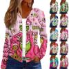 Women's Fashion Christmas Print Casual Zip-Up Long-Sleeved Hooded Jacket