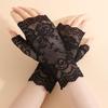 Женские короткие кружевные перчатки без пальцев: Перчатки с открытыми пальцами для защиты от солнца, маскировки шрамов, свадебные и для вождения
