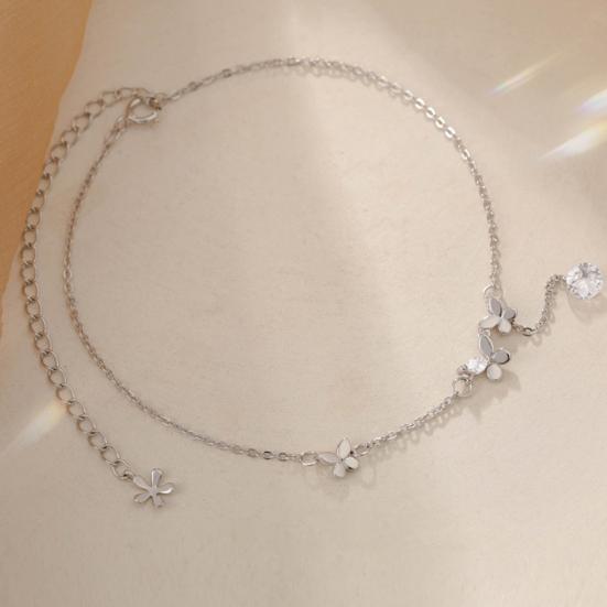 Женский браслет на щиколотку со стразами и бабочкой, регулируемая длина, цепочка с кисточками, полированная медь, леди