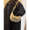 Shoulder Bag for Women Cartoon Bear Pattern Saddle Bag Fashionable Girl Canvas Dumpling Bag