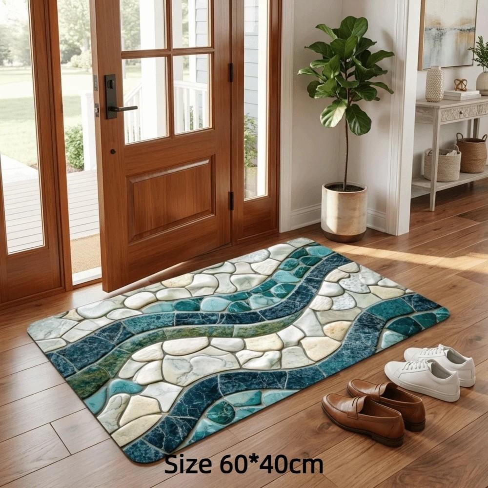 Turtle Koi Printed 3D Visual Effect Mat 2D Flat Door Rug Floor Mat Thickened Bathroom Mat Kitchen