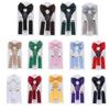 Solid Color For Girls Strap Clip Bow Tie Hanging Pants Clip Suspenders Clips Tie Suspenders Set