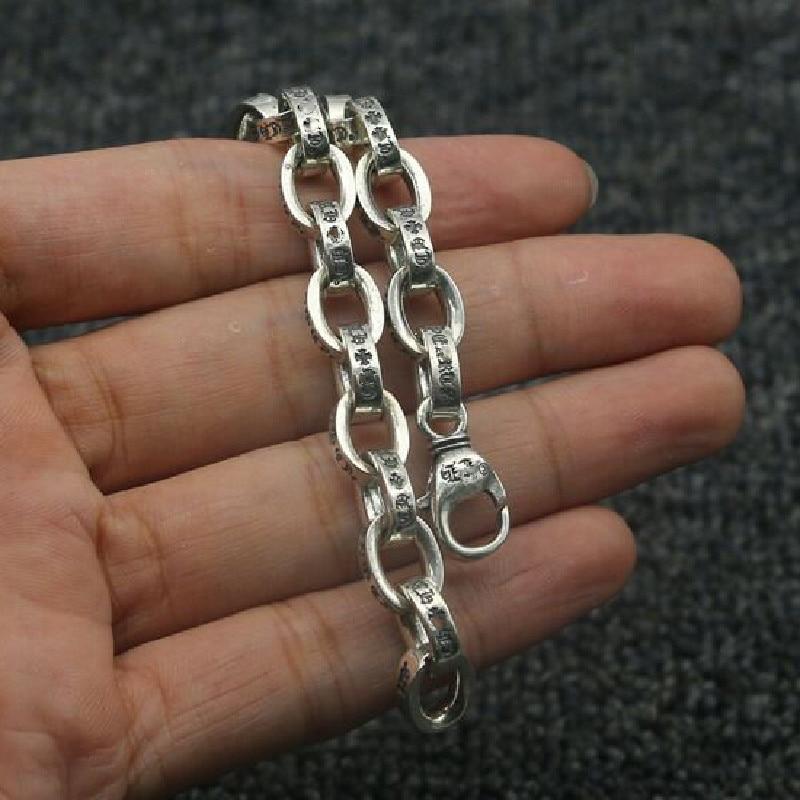 Мужской толстый браслет с буквами в стиле хип-хоп из серебра 925 пробы в стиле ретро для мужчин и женщин, мужской индивидуальный браслет