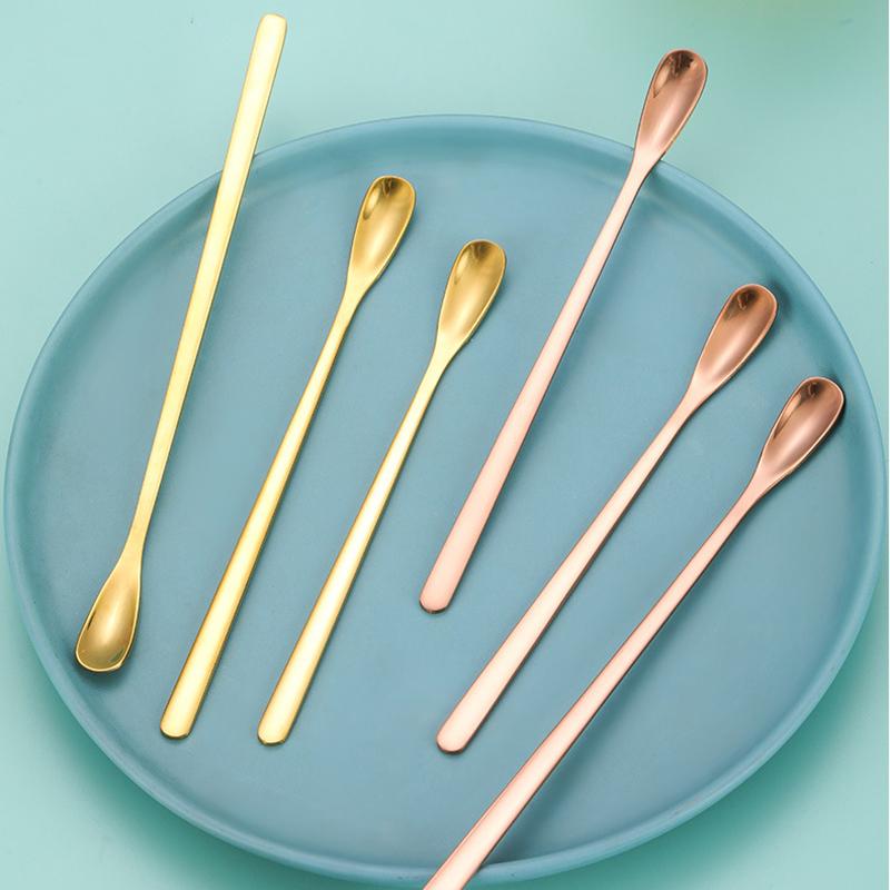 Ложка из нержавеющей стали для кофе, мороженого, десерта, чая, ложка для размешивания, для пикника, кухонные принадлежности, барные инструменты, ложка с длинной ручкой