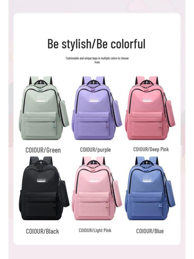 Middle School Student Waterproof, Wear-Resistant, Large Capacity Lightweight Backpack with Spine Protection