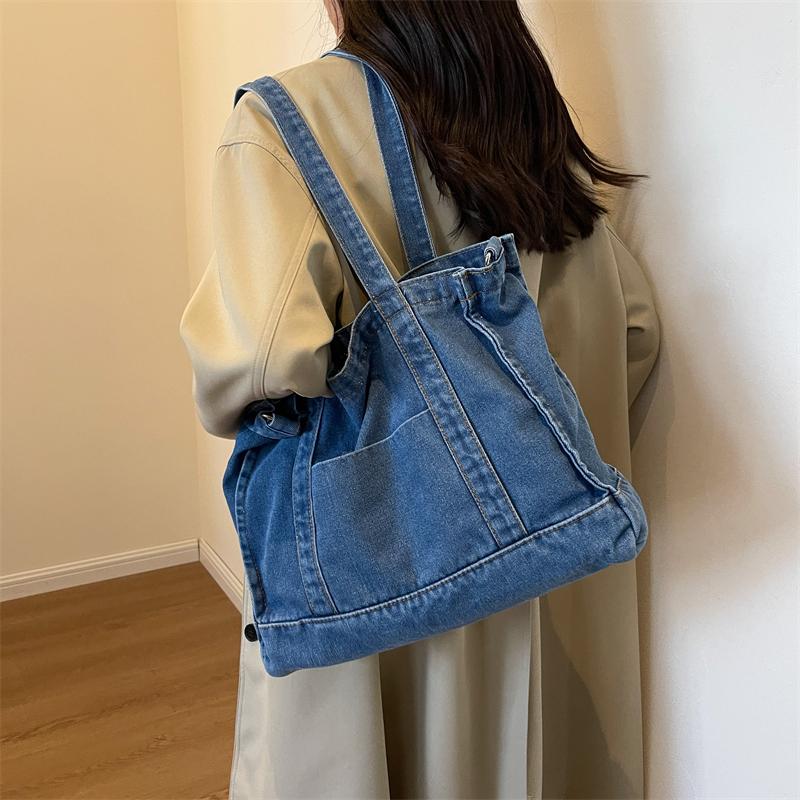 Джинсовая большая сумка Женская сумка через плечо Повседневная сумка через плечо