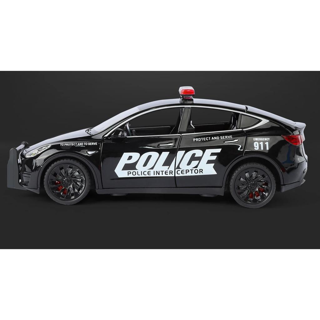 1/24 Tesla Model Y Внедорожник Сплав Полиция Новый Энергетический Автомобиль Модель Литьевой Металл Транспортные Средства Модель Автомобиля Симуляция Звука и Света Детская Игрушка Подарок