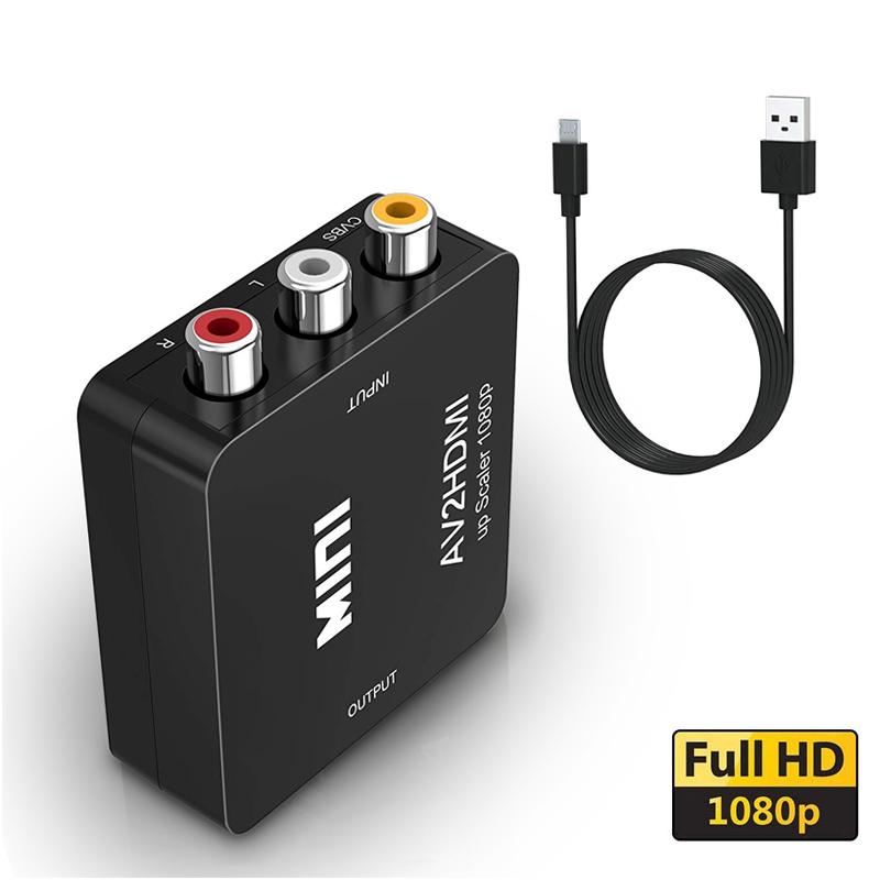 VAORLO RCA в HDMI AV в HD GANA 1080P Mini RCA Композитный CVBS AV в HD видео аудио конвертер адаптер, совместимый с PAL