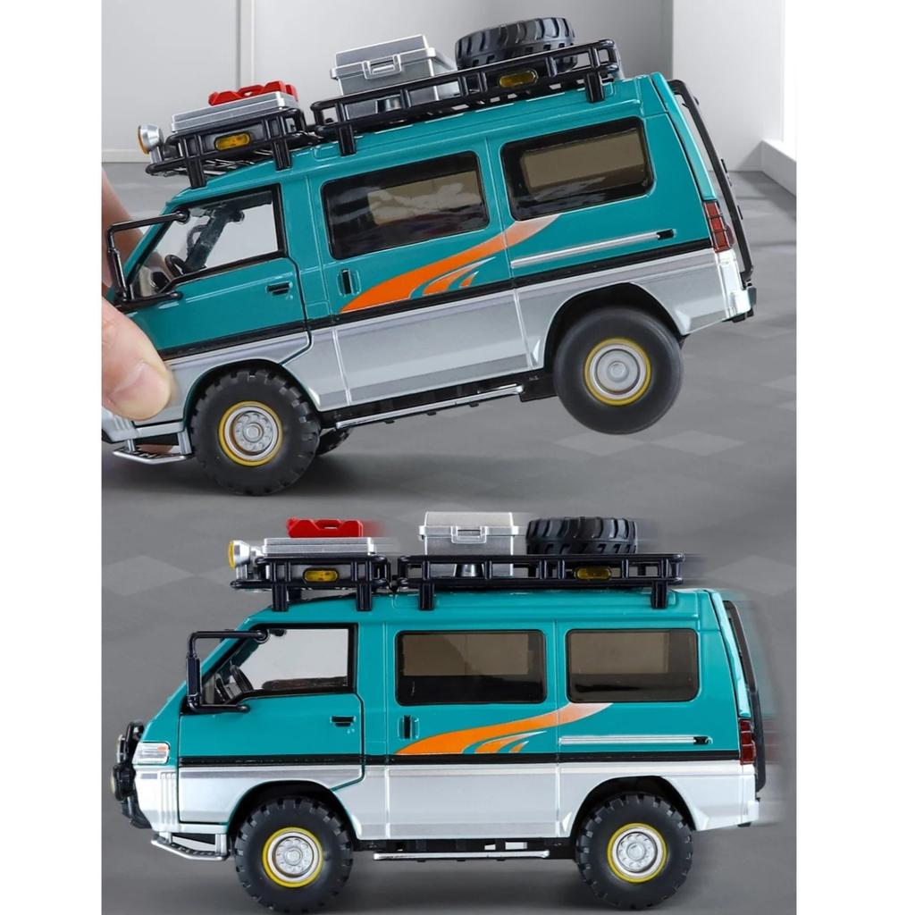 Масштаб 1/24 Mitsubishi Delica Внедорожник Полный привод Минивэн Литой сплав Металлическая модель автомобиля Звук и свет Классическая симуляция Коллекционные