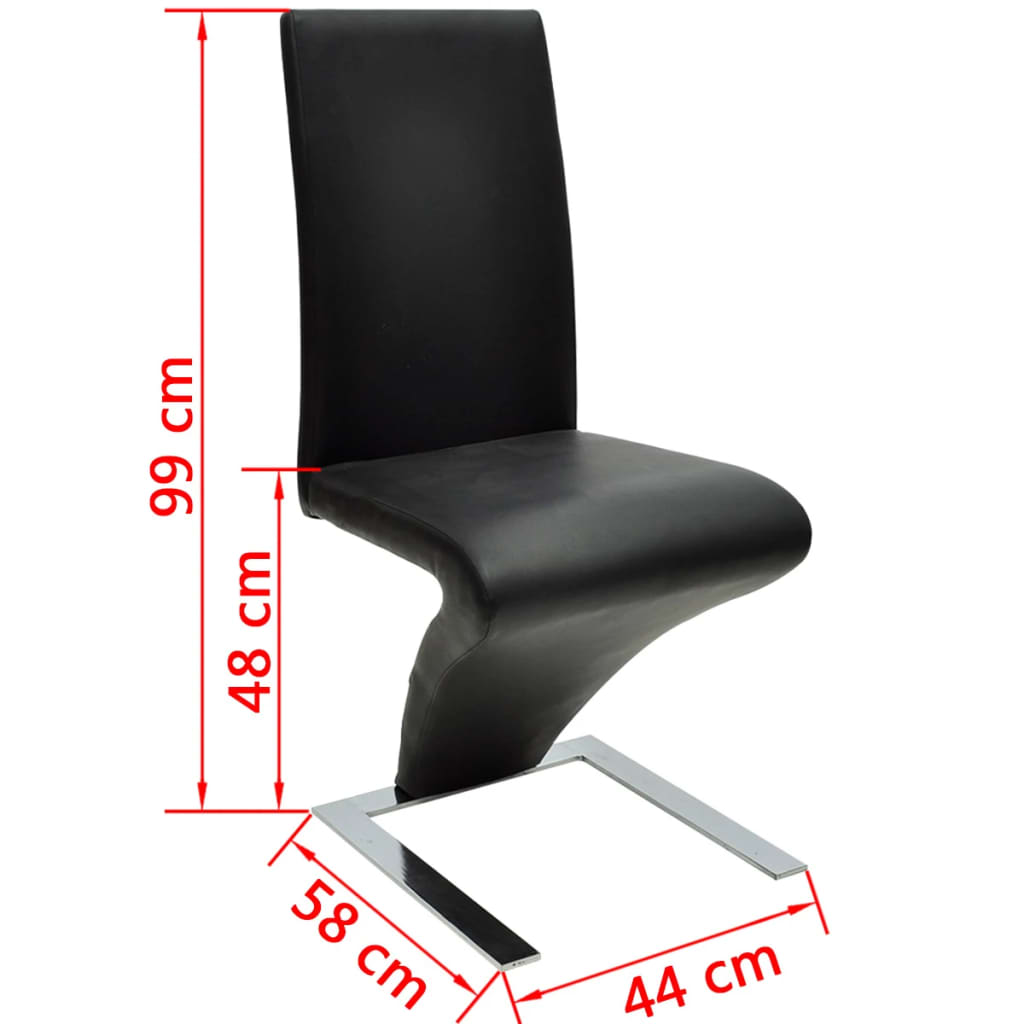Krzesła Stołowe, 4 Szt., Czarne, Sztuczna Skóra