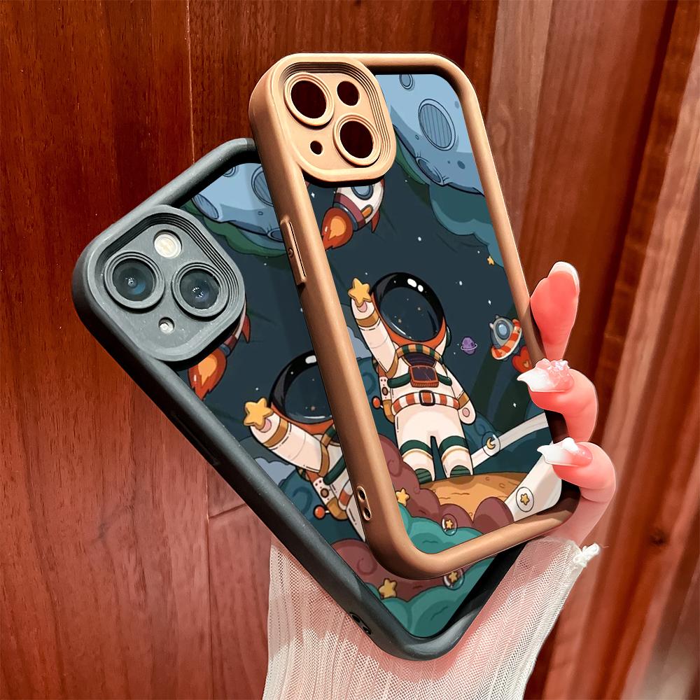 Мягкие силиконовые квадратные лестницы с мультяшным узором, полное покрытие, защита камеры, противоударный чехол для OPPO Reno Realme OnePlus