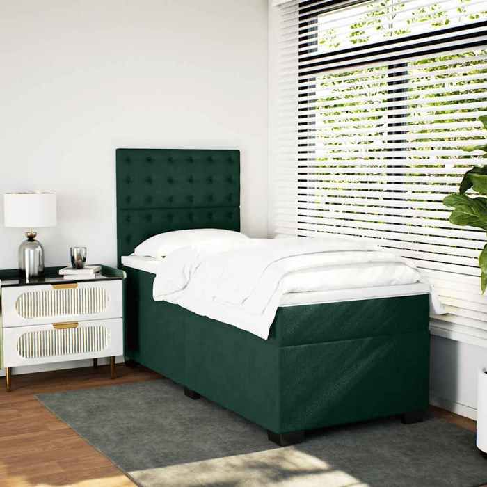 Maison Exclusive - Sommier à lattes de lit et matelas Vert foncé 80x200 cm Velours
