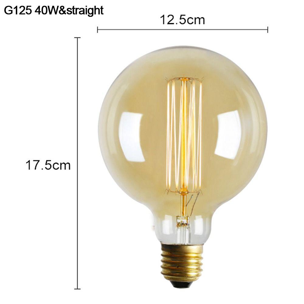 E27 патрон Шаровой светильник Антикварная лампа накаливания Декоративная лампа Эдисона Винтажная ретро-лампочка Стеклянная нить накаливания