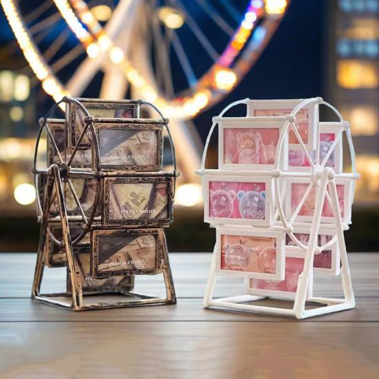 16 Фото Вращающееся Колесо Обозрение Рамка для Фото Винтажная Ветряная Мельница Рамка для Демонстрации Фотографий для Семьи Свадьбы Воспоминаний о Путешествиях Домашний Офис Настольный Декор