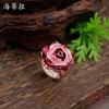 Новое эмалевое трехмерное кольцо-резинка с розой, женское модное универсальное кольцо с неровными лепестками