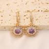1 Pair Luxury Purple Flowers Dangle Earrings for Women Zirconia Earring Jewelry Wedding Party Accessories