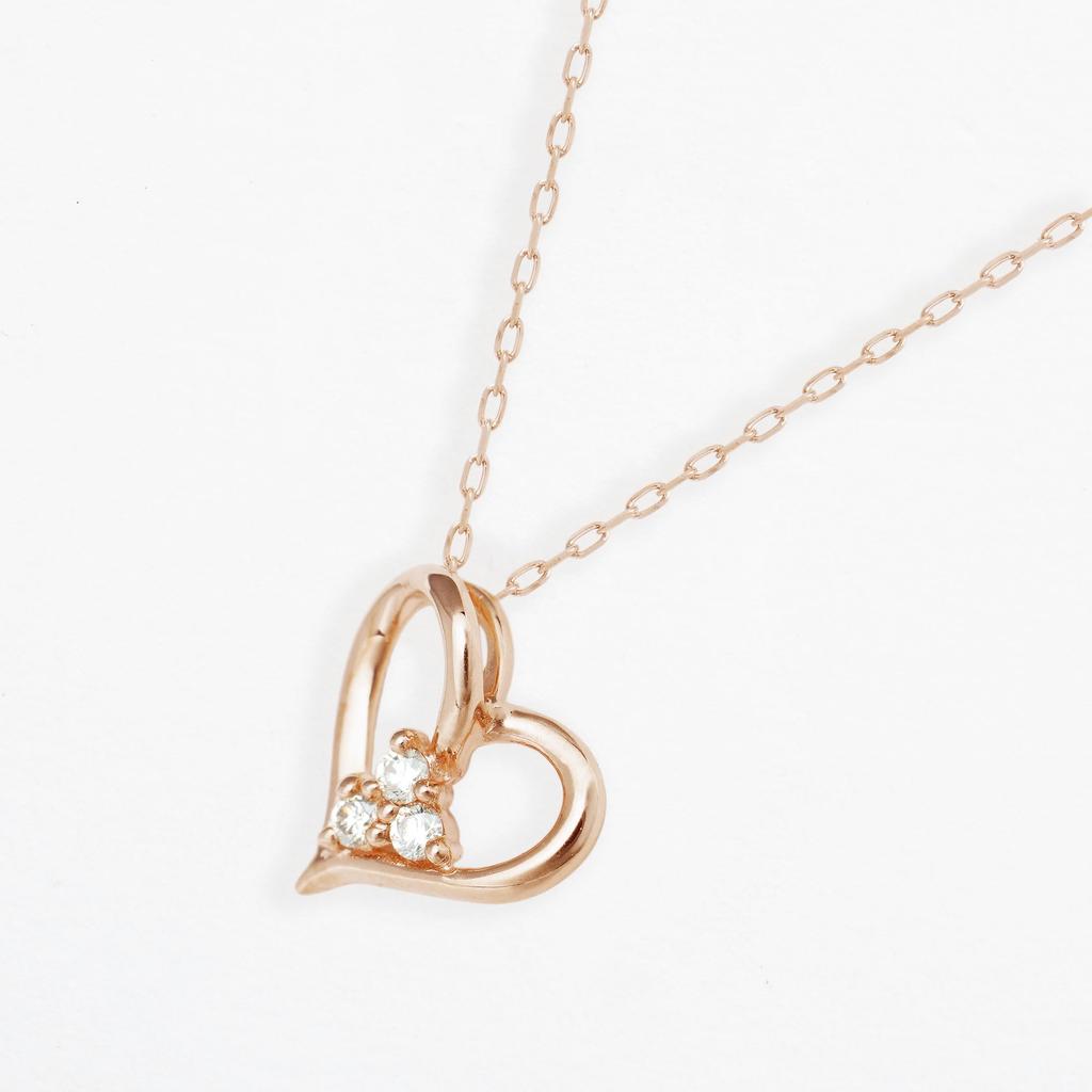 Estelle Official Women's Necklace, 10K Pink Gold with Diamonds and Heart Motif, 0442-0219-0020-0000