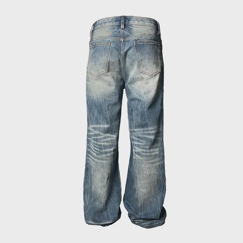 Унисекс темно-синие джинсы-клеш в стиле ретро с молнией