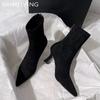 Женские ботильоны на высоком каблуке с острым носком, замшевые дизайнерские сексуальные туфли-лодочки, модная зимняя обувь 2024 года, новое платье, женские ботинки
