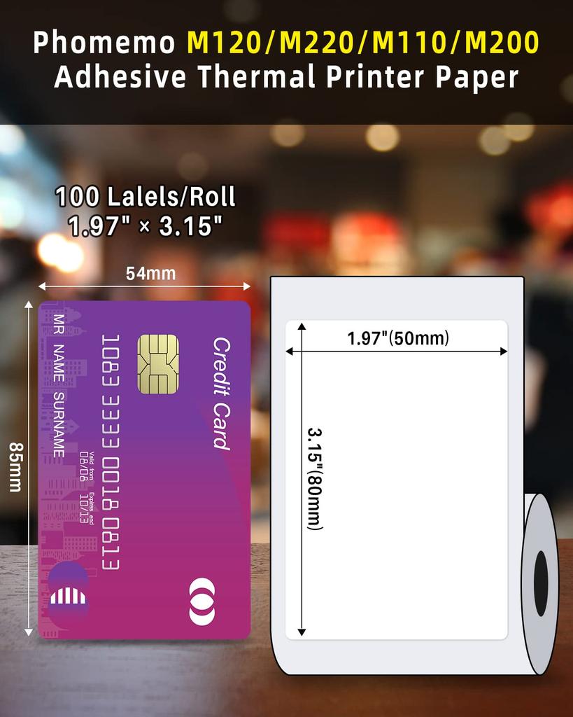 Phomemo Совместимо с этикетками, подлинными этикетками, рулонами, адресами, коммерческими, рулонами ручных наклеек, прочной печатной клейкой лентой, почтовыми, применимо к 3 рулонам