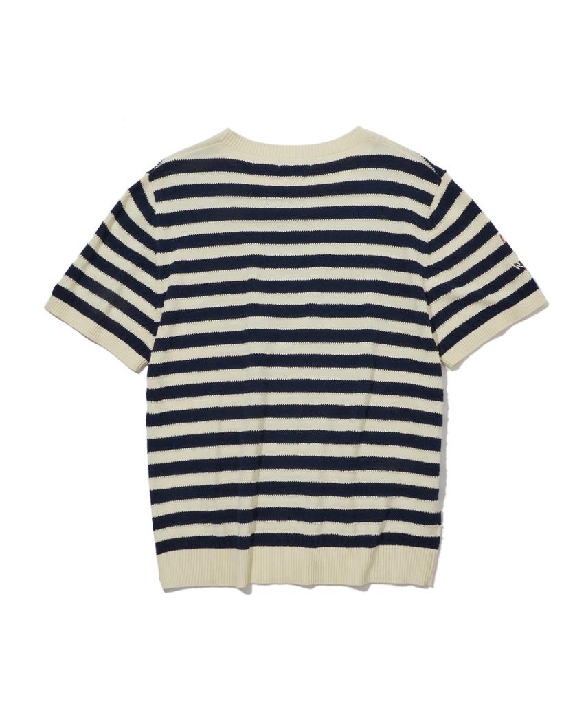 PENFIELD Round Neck Striped Short Sleeve Knit Ivory_Fs2Nt61U