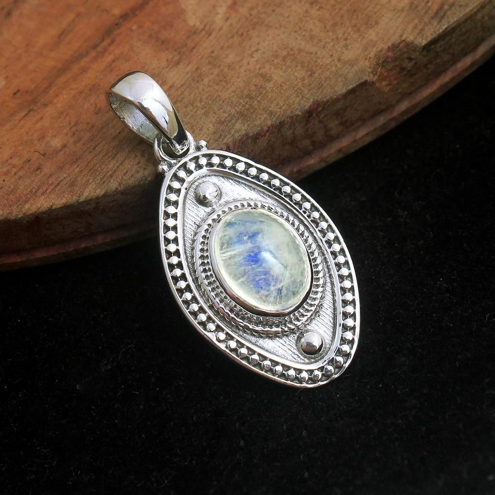 Кулон ручной работы из стерлингового серебра 925 пробы с лунным камнем, ювелирные изделия с июньским камнем