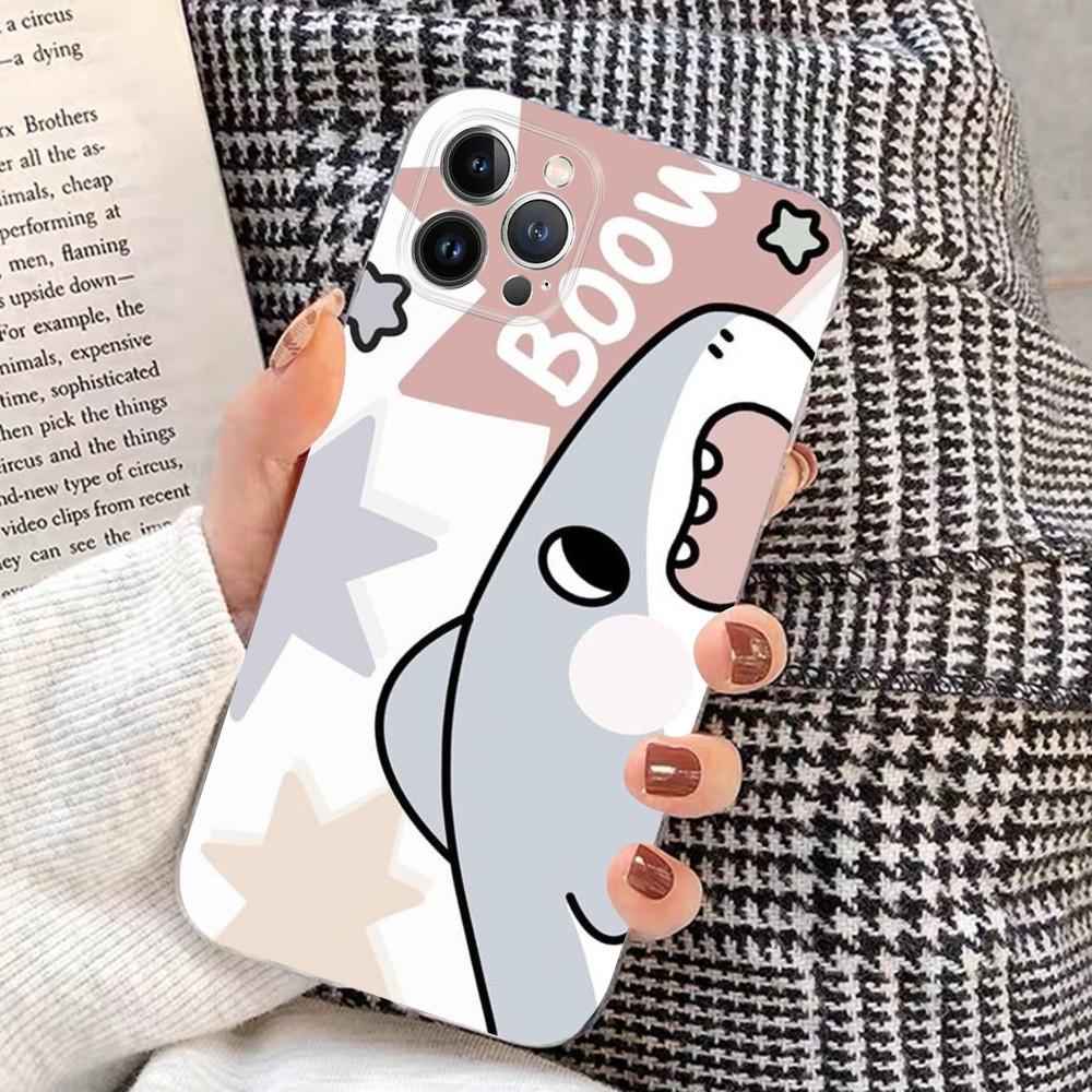 kawaii shark Phone Case For iPhone 15 14 11 12 13 Mini Pro XS Max Cover 6 7 8 Plus X XR SE 2020 Funda Shell