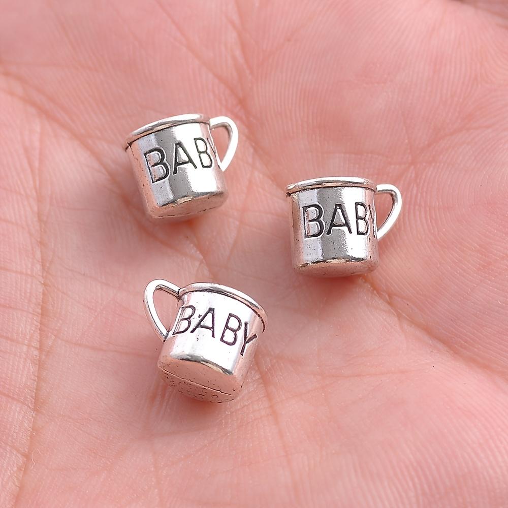 16 штук DIY-аксессуаров в форме мини-чашек со словом "BABY", с текстурой под античное серебро, восстанавливая