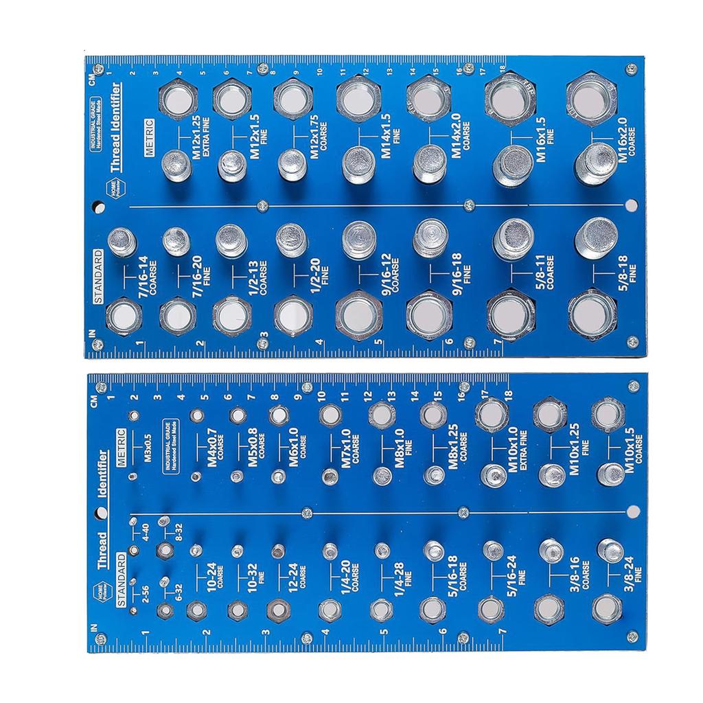 2 шт. Резьбомер для гаек и болтов 38 отверстий Дюймовый и метрический идентификатор Калибр для мастера Проект