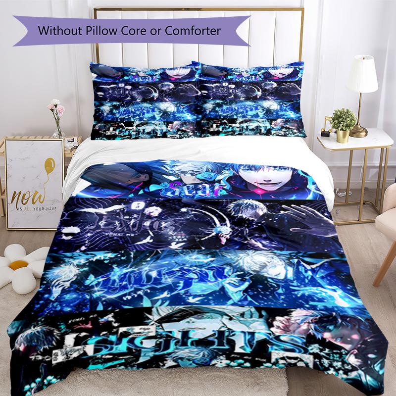 3pcs Gojo Satoru pattern bedding set duvet cover set includes duvet cover &pillowcases, perfect all season bedroom decoration & gift