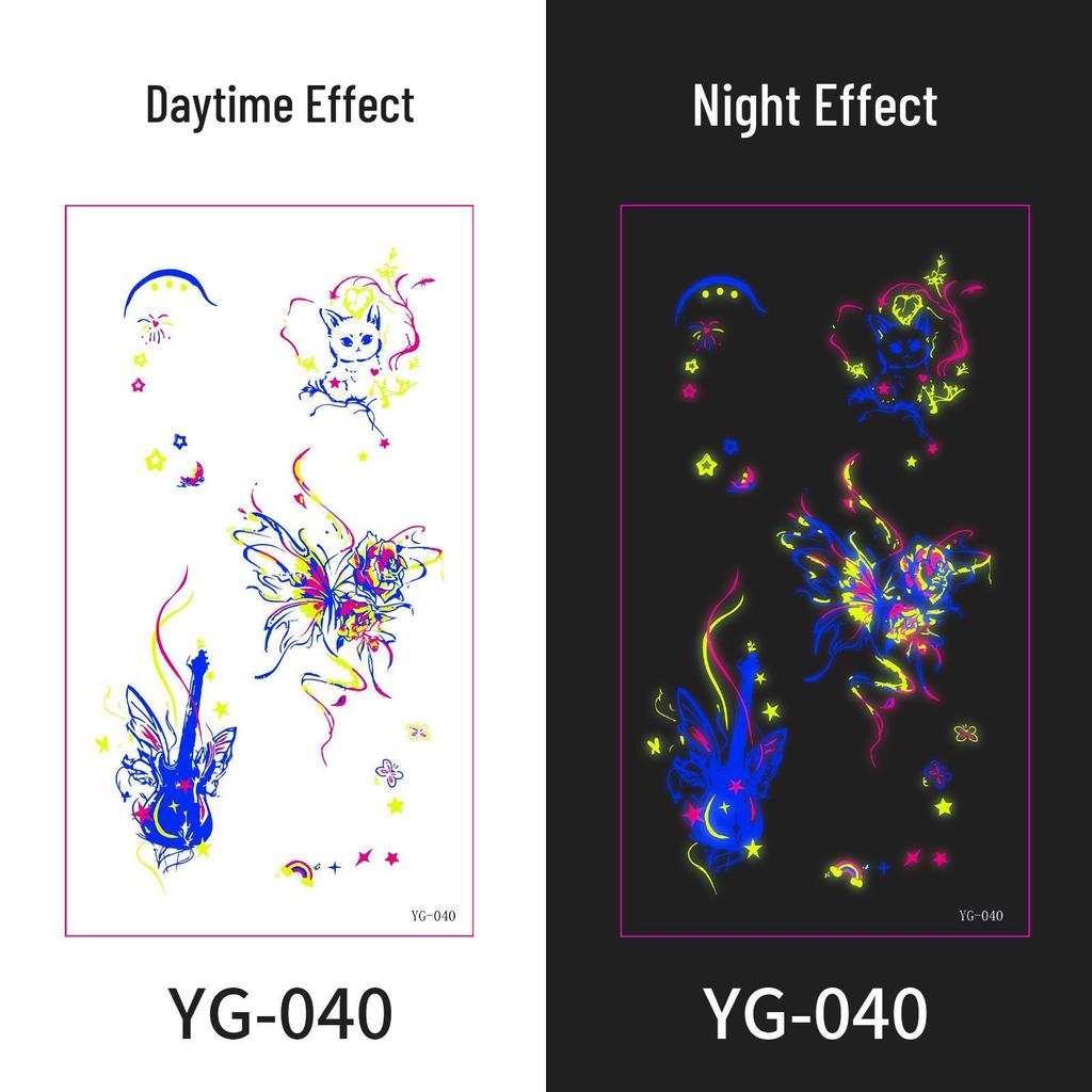 Неоновые светящиеся тату-наклейки для музыкального фестиваля: Яркие флуоресцентные дизайны для концертов и вечеринок