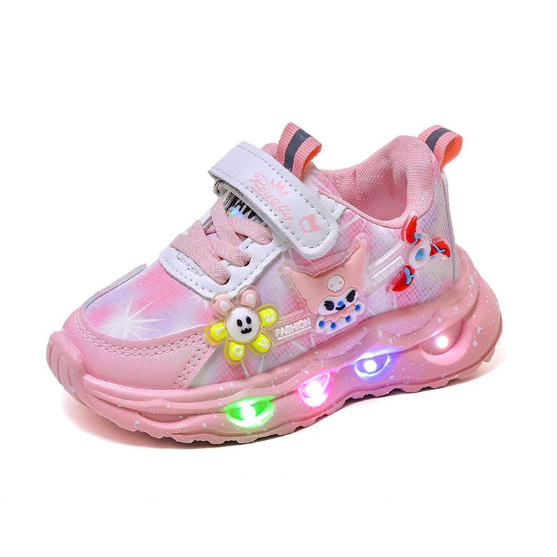 Children's Leather Shoes Light Up Spring Girls Cartoon Casual Light Shoes