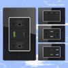 Brazil US Wall Light Switch Power Socket with USB Type-c 20W,Italy Chilean Fast Charging Tempered Glass Panel Universal Outlet