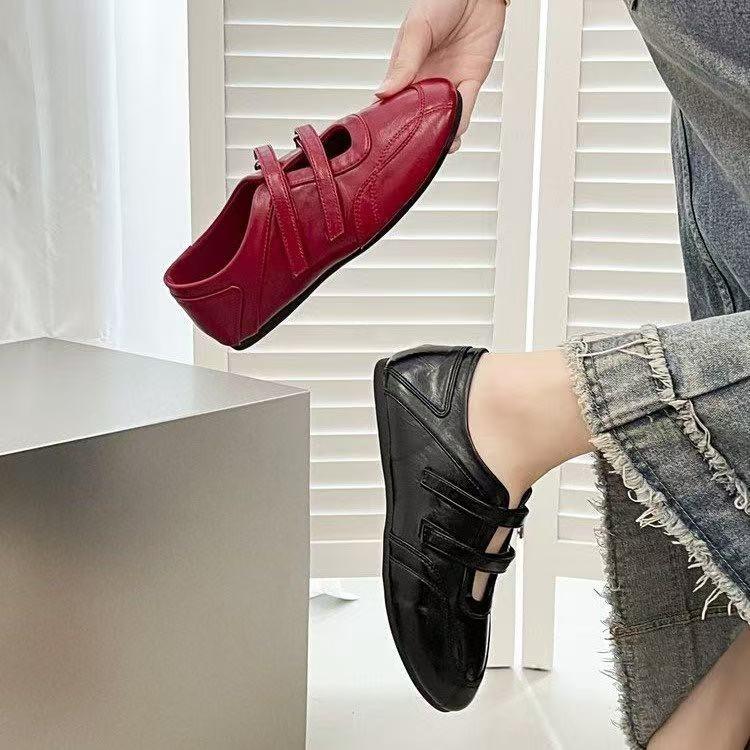 Fashion Vintage French Woman Shoe Spring New Round Flat Shoes Fashion Mary Jane Shoes Versatile Women Casual Shoes Anti Slip Ballet Shoe