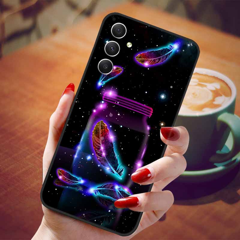 Чехол для Samsung Galaxy A55 5G Черный ТПУ Силикон Красивый Узор Чехлы для Телефона для Galaxy A55 Ударопрочный Мягкий Чехол A 55 6.6''