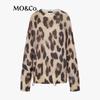 MO&Co. Women's Leopard Print Round Neck Sweater